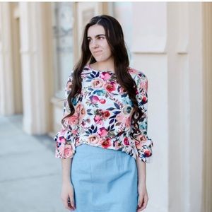 The Original Dainty Jewells Layering Top, size Medium, rose floral top